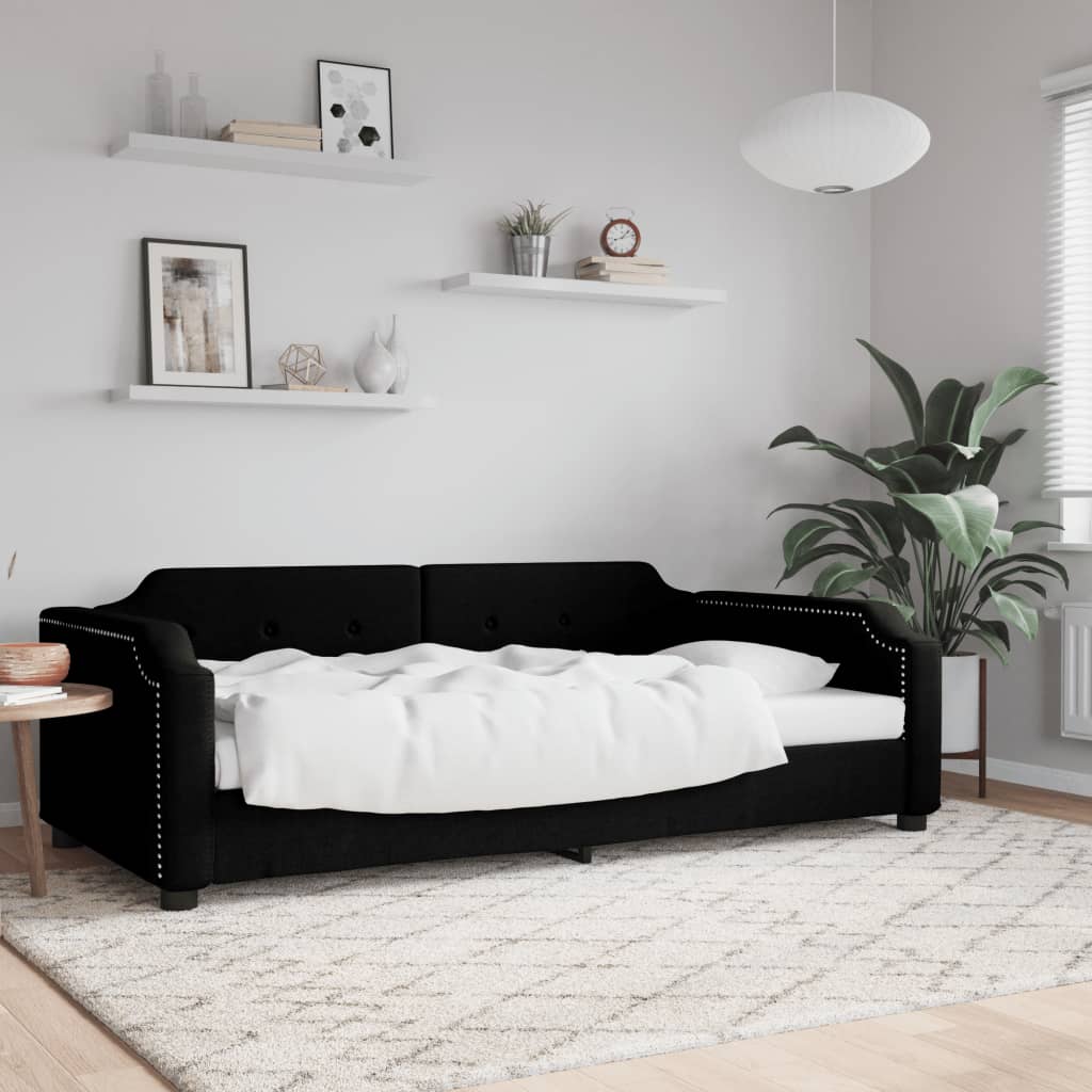 Letto da Giorno Nero 100x200 cm in Tessuto - homemem39