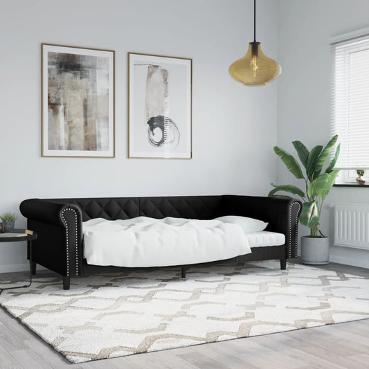 Letto da Giorno Nero 100x200 cm in Similpelle - homemem39