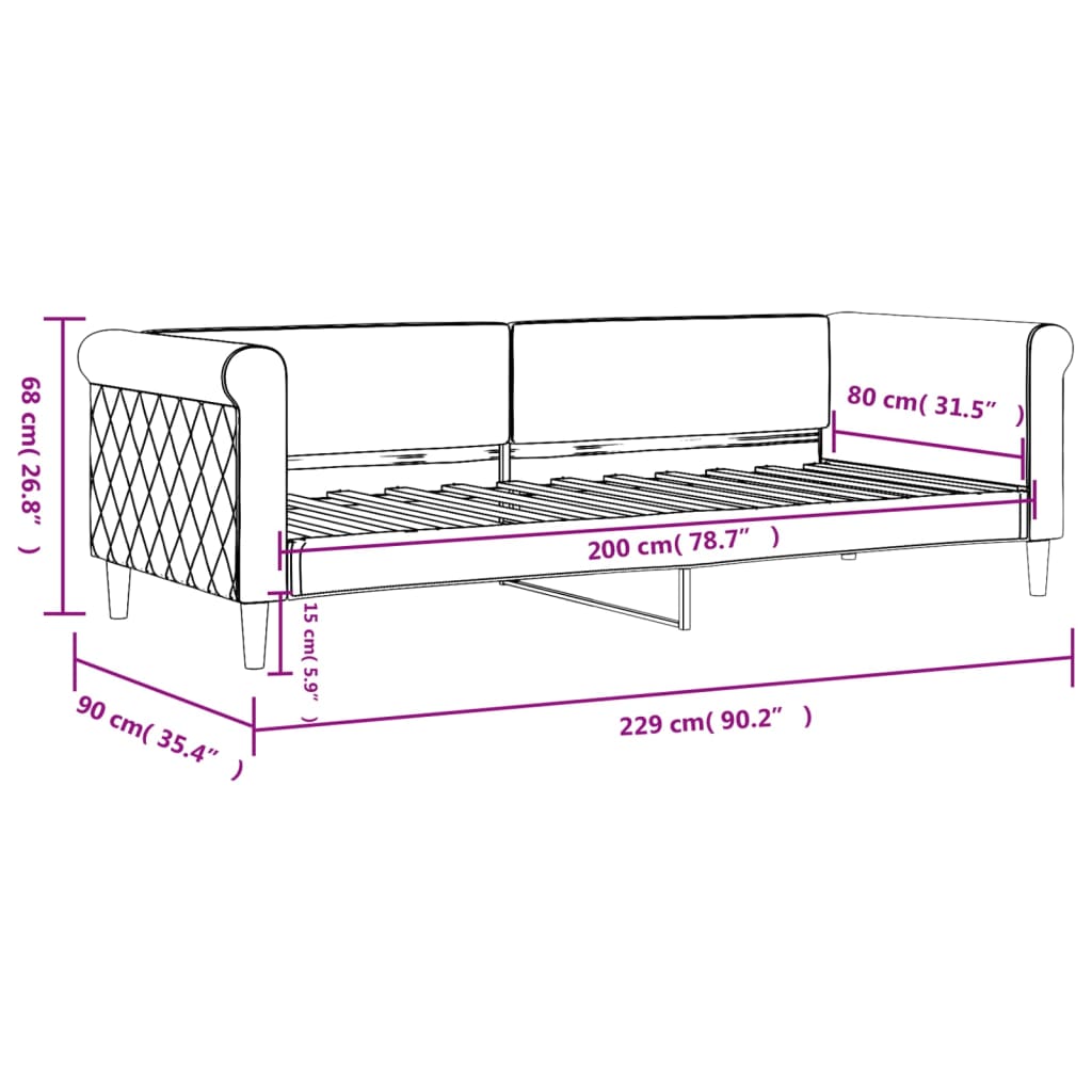 Letto da Giorno Grigio Chiaro 80x200 cm in Velluto - homemem39