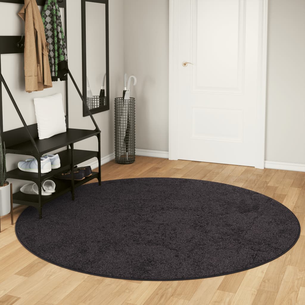 Tappeto Lavabile Antracite Ø 200 cm Antiscivolo - homemem39