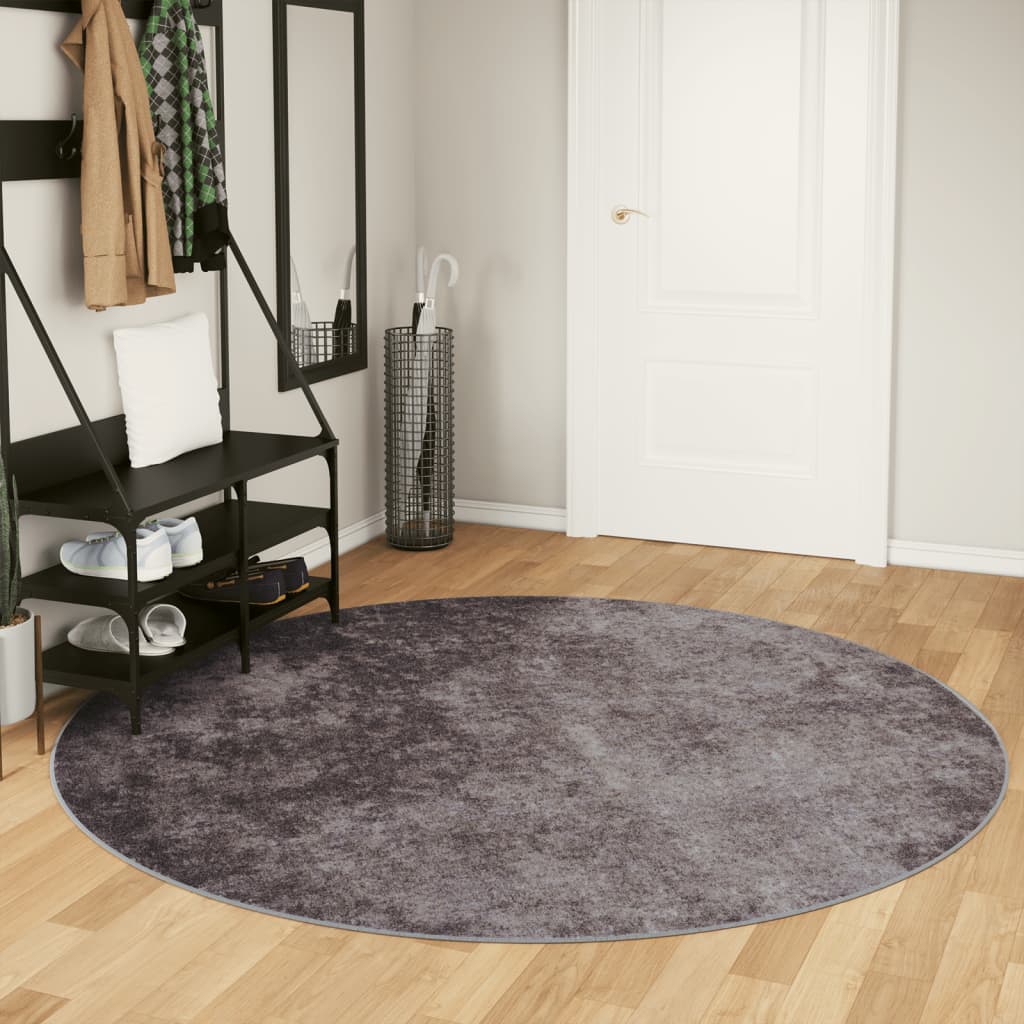 Tappeto Lavabile Grigio Ø 200 cm Antiscivolo - homemem39