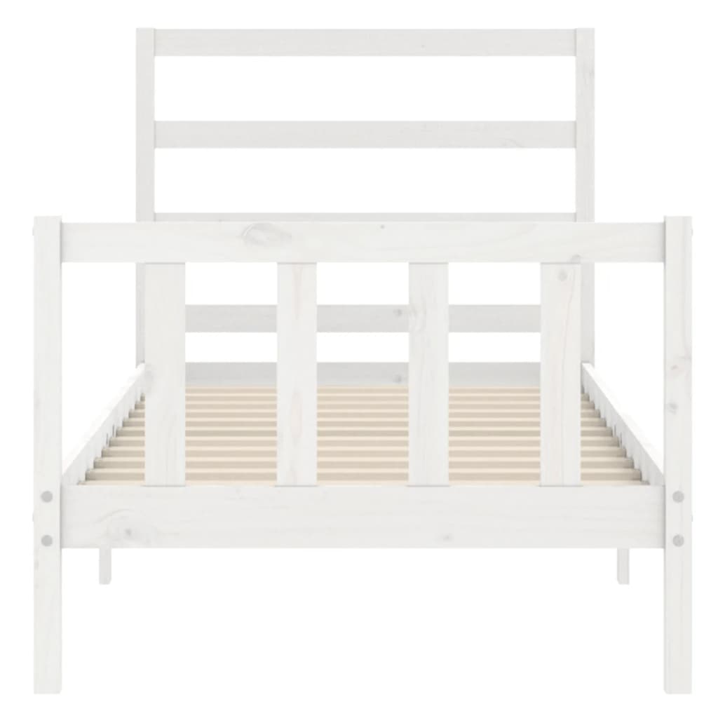 Giroletto con Testiera Bianco 90x190 cm in Legno Massello - homemem39