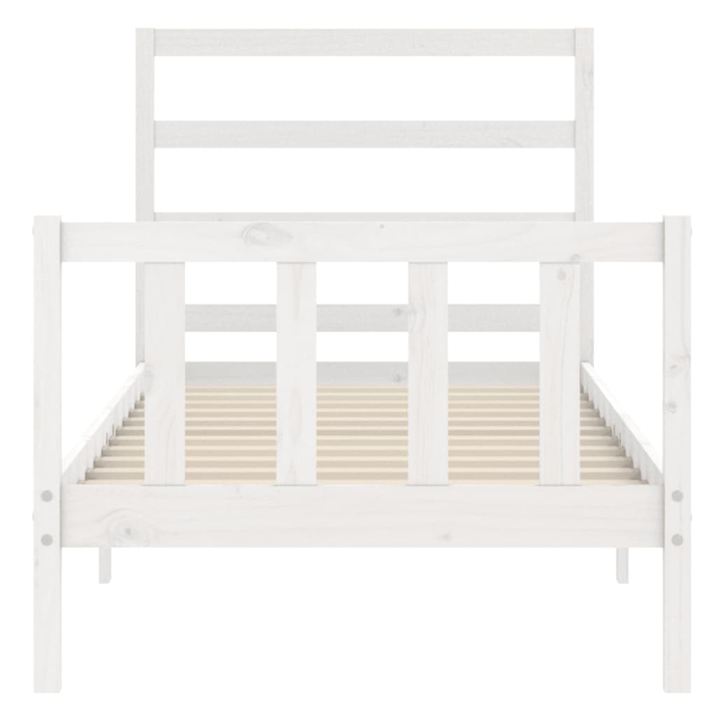 Giroletto con Testiera Bianco 90x200 cm in Legno Massello - homemem39