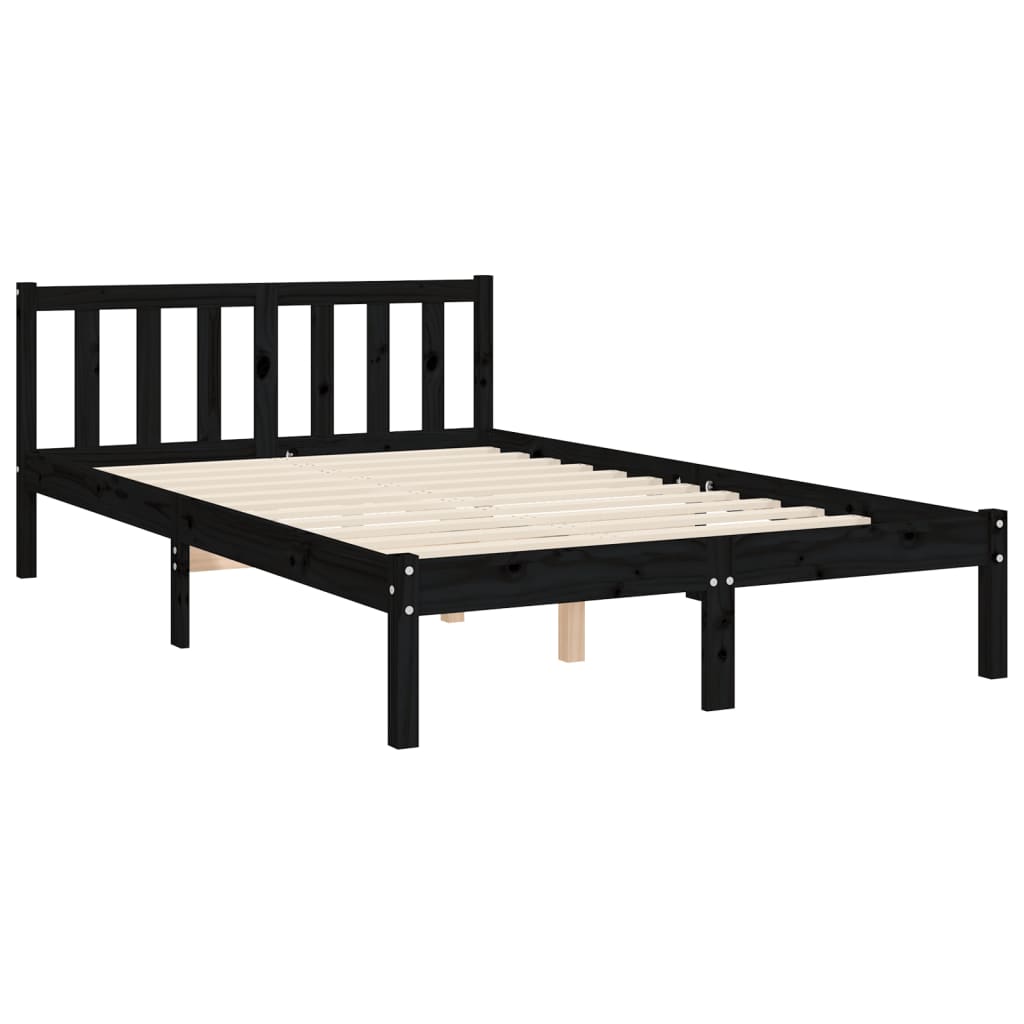 Giroletto con Testiera Nero 5FT King Size in Legno Massello - homemem39