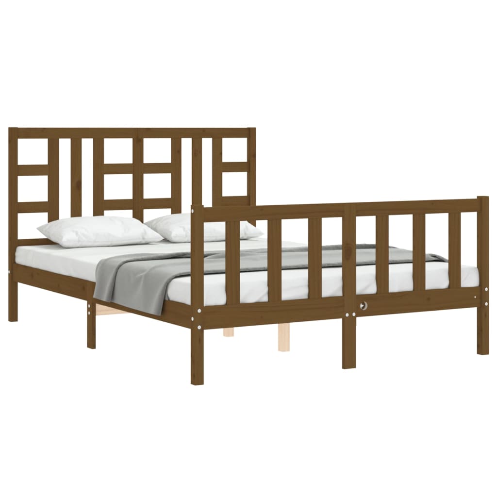 Giroletto con Testiera Miele 5FT King Size in Legno Massello - homemem39