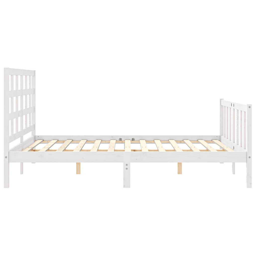 Giroletto con Testiera Bianco King Size in Legno Massello - homemem39