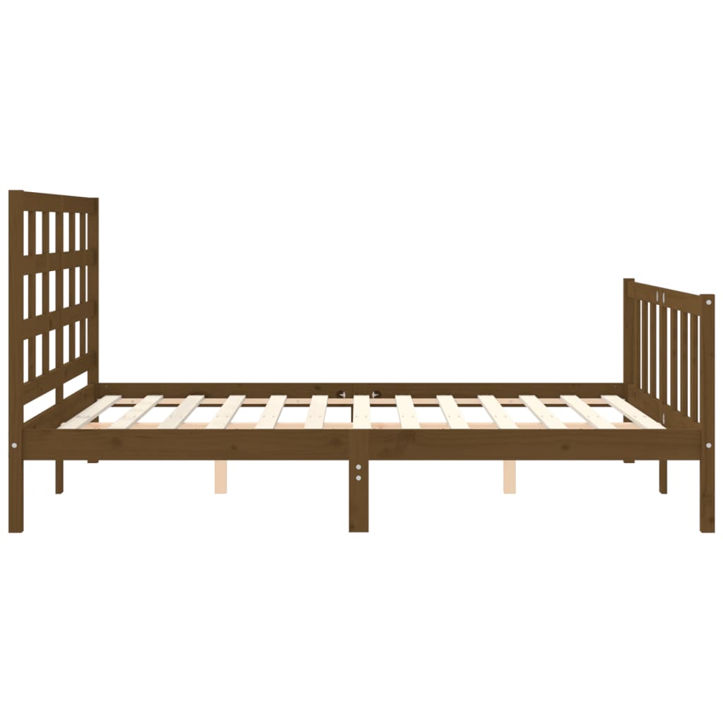 Giroletto con Testiera Miele 5FT King Size in Legno Massello - homemem39