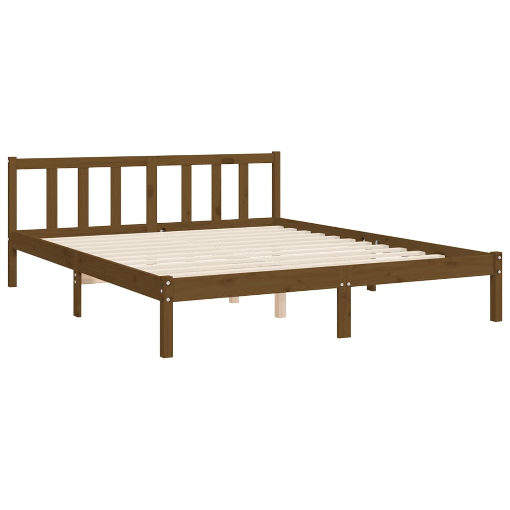 Giroletto con Testiera Miele 5FT King Size in Legno Massello - homemem39