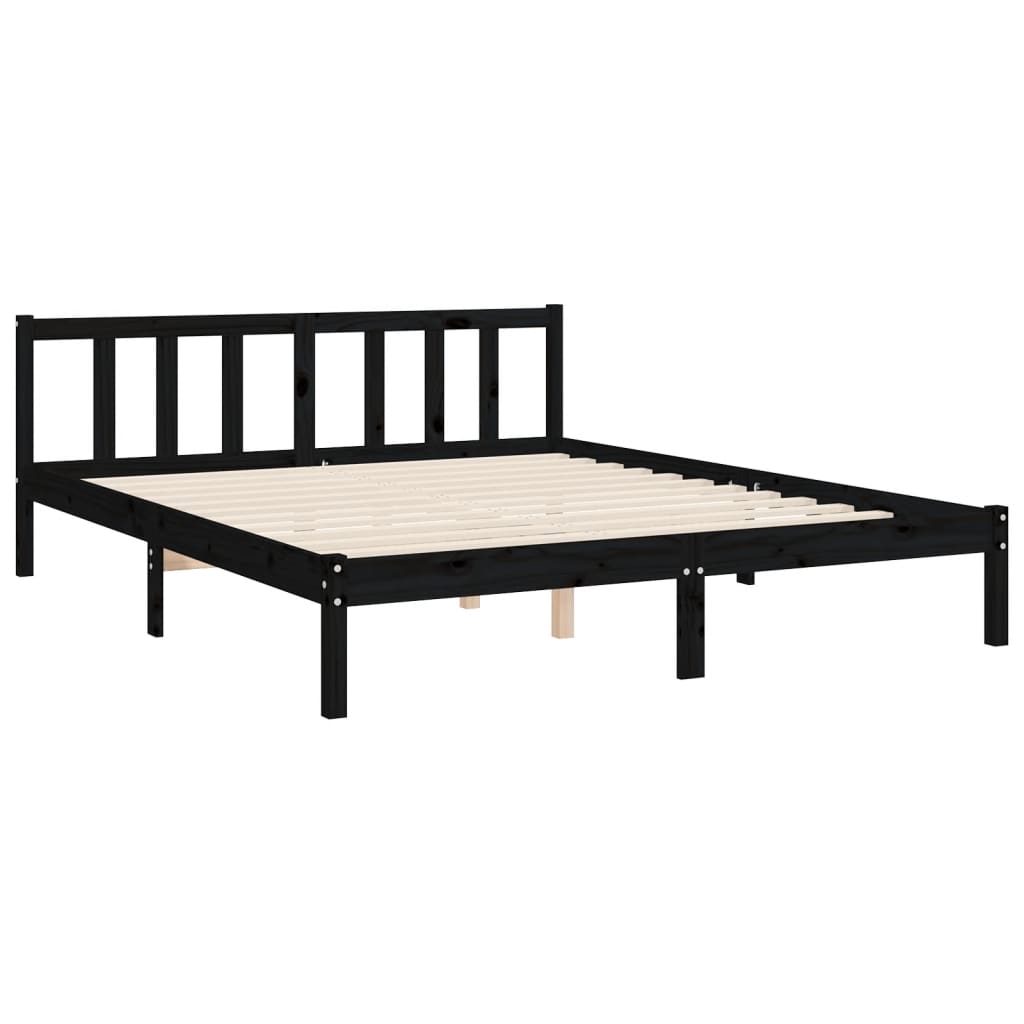 Giroletto con Testiera Nero 5FT King Size in Legno Massello - homemem39