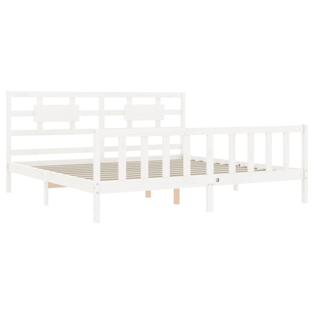 Giroletto Testiera Bianco 6FT Super King Size in Legno Massello - homemem39