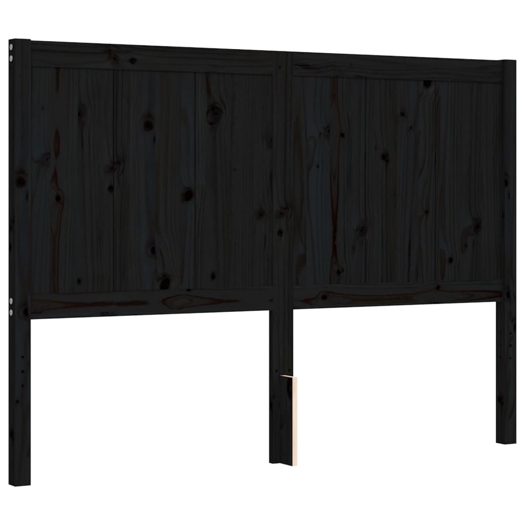 Giroletto con Testiera Nero 140x190 cm in Legno Massello - homemem39