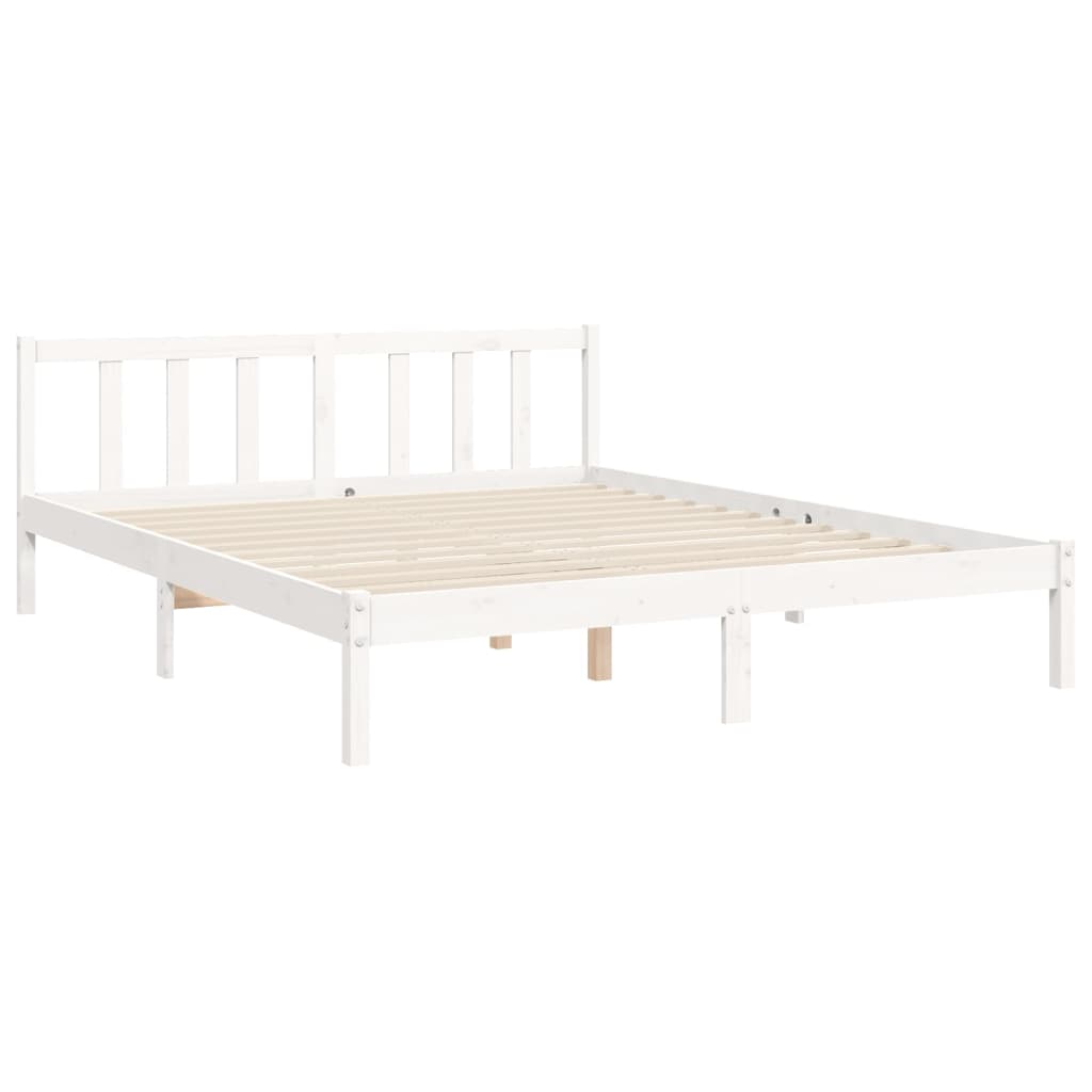 Giroletto con Testiera Bianco King Size in Legno Massello - homemem39