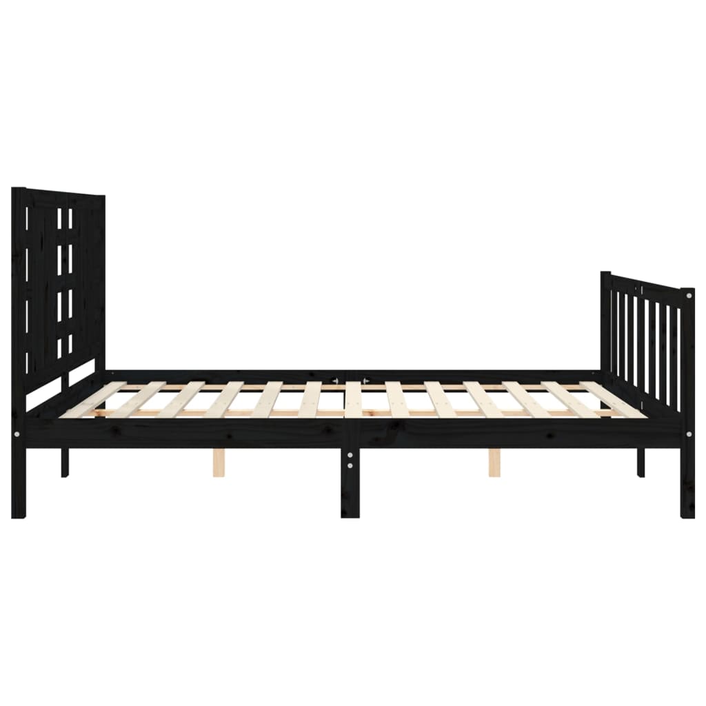 Giroletto con Testiera Nero 5FT King Size in Legno Massello - homemem39