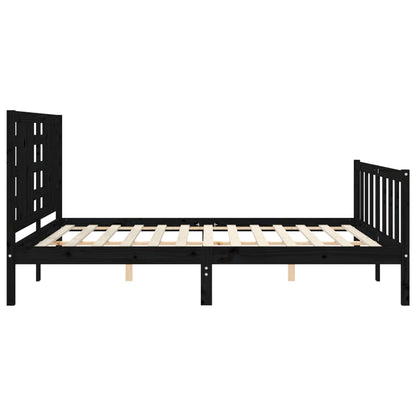 Giroletto con Testiera Nero 5FT King Size in Legno Massello - homemem39