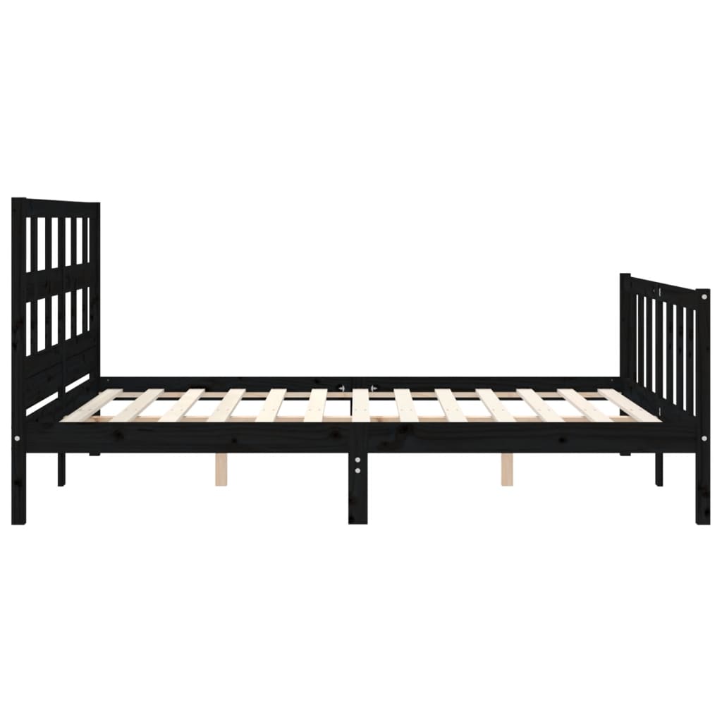 Giroletto con Testiera Nero 5FT King Size in Legno Massello - homemem39