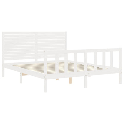 Giroletto con Testiera Bianco King Size in Legno Massello - homemem39