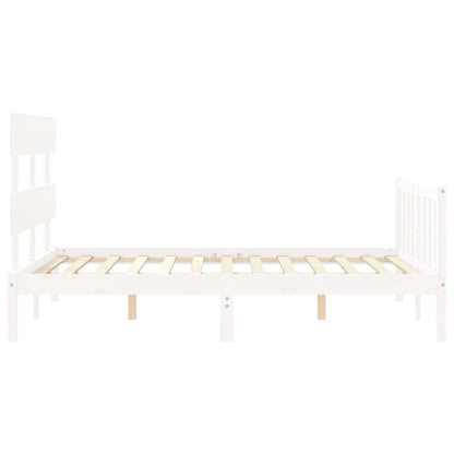 Giroletto con Testiera Bianco 4FT6 Double in Legno Massello - homemem39