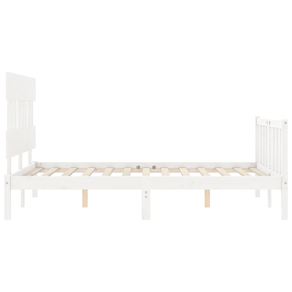 Giroletto con Testiera Bianco 4FT6 Double in Legno Massello - homemem39