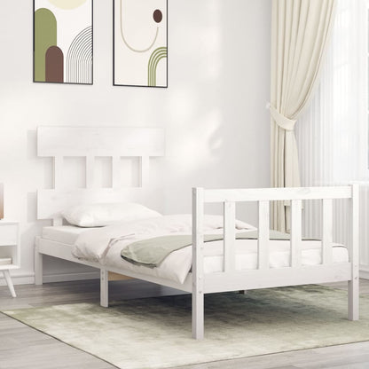 Giroletto con Testiera Bianco 90x200 cm in Legno Massello - homemem39