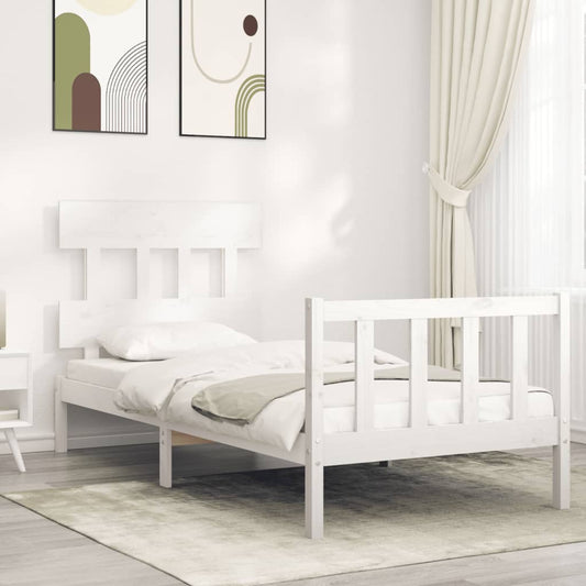 Giroletto con Testiera Bianco 100x200 cm in Legno Massello - homemem39