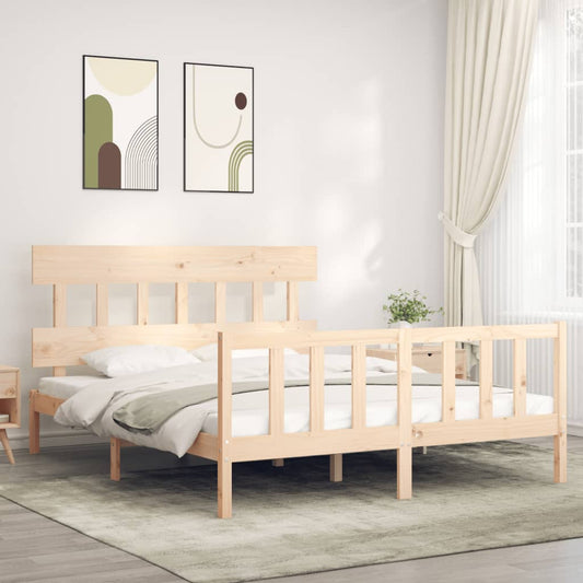 Giroletto con Testiera 5FT King Size in Legno Massello - homemem39