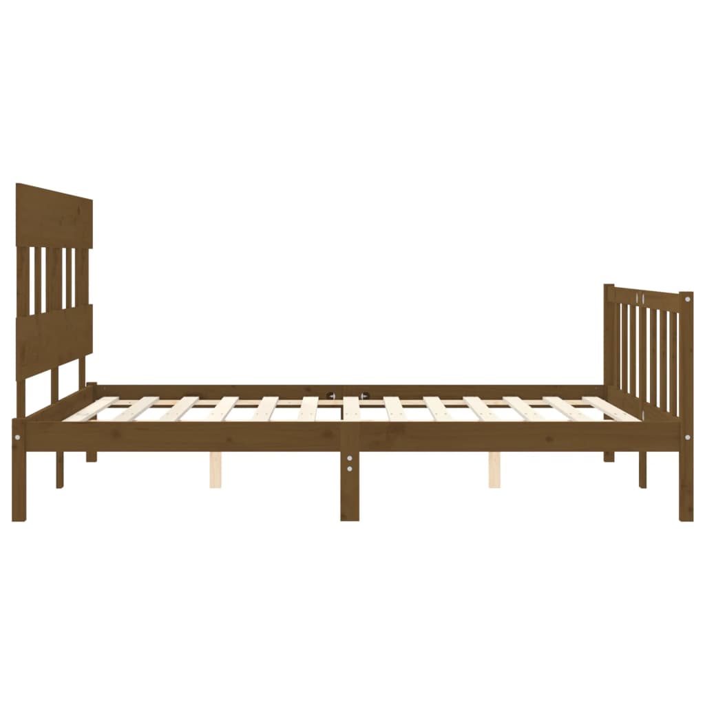 Giroletto con Testiera Miele 5FT King Size in Legno Massello - homemem39