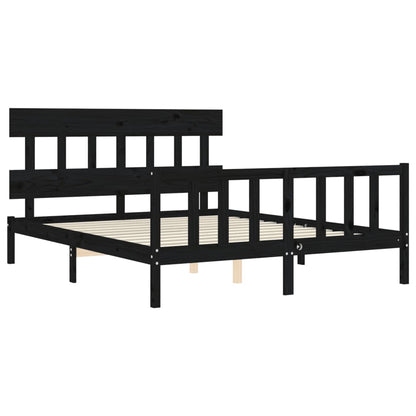 Giroletto con Testiera Nero 5FT King Size in Legno Massello - homemem39