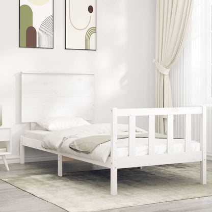 Giroletto con Testiera Bianco 100x200 cm in Legno Massello - homemem39