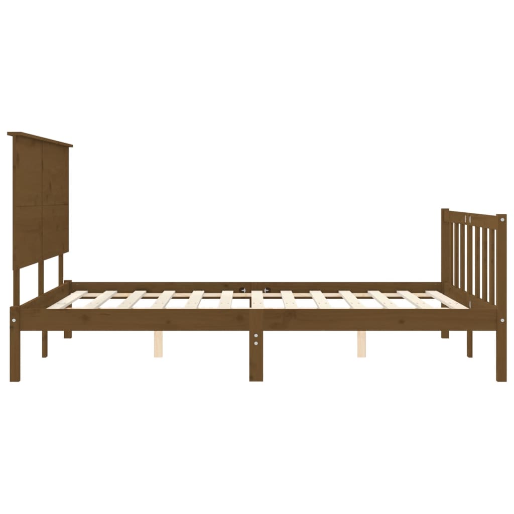 Giroletto con Testiera Miele 5FT King Size in Legno Massello - homemem39