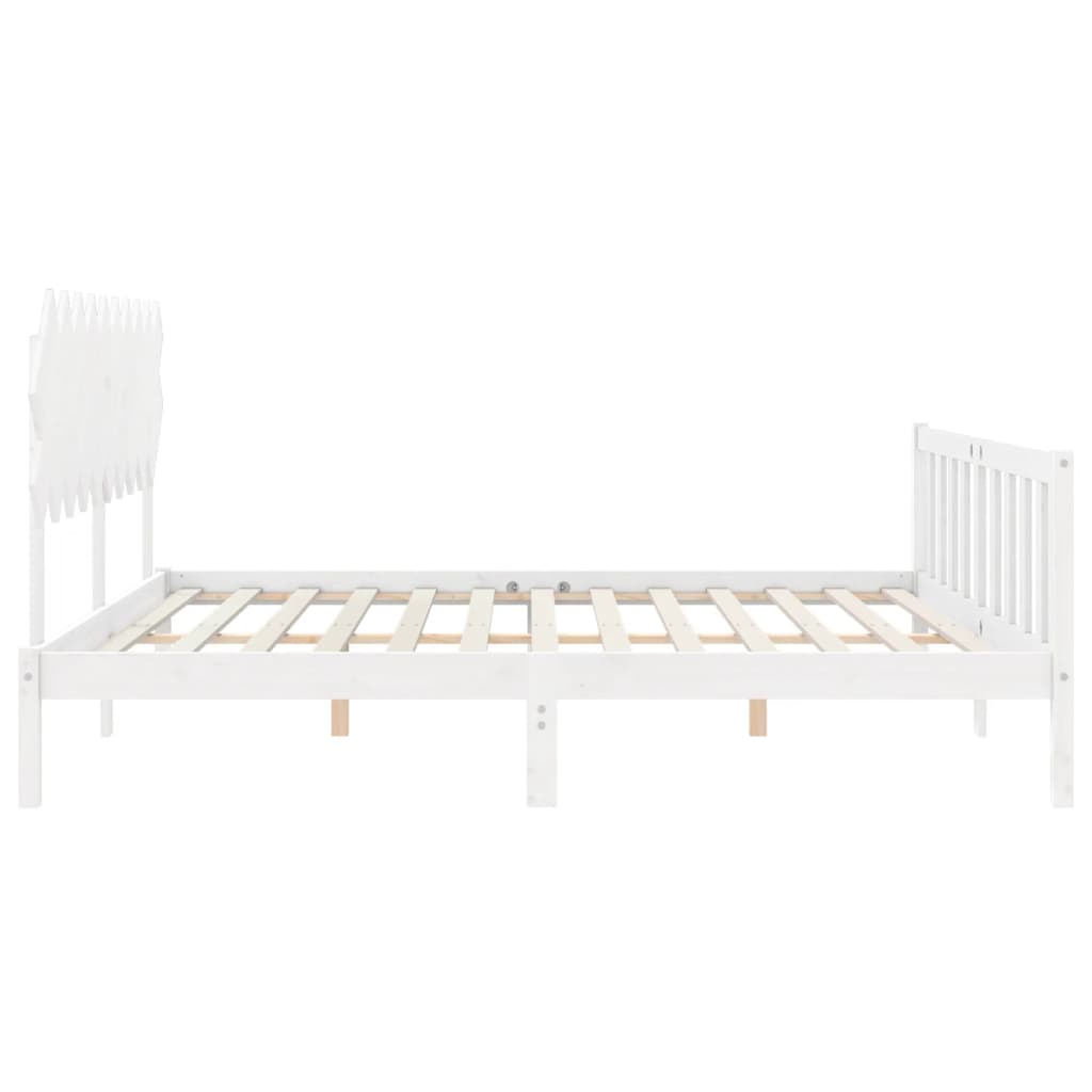 Giroletto con Testiera Bianco Small Double Legno Massello - homemem39