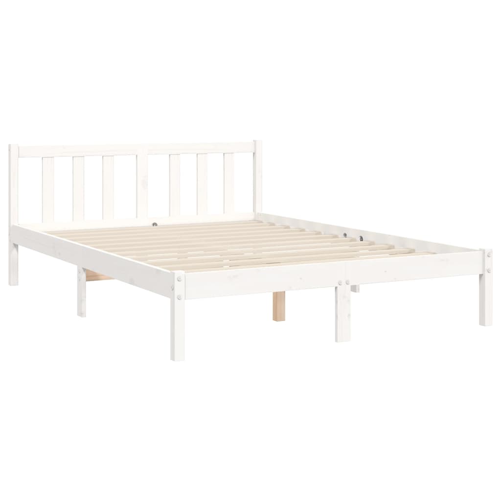 Giroletto con Testiera Bianco 4FT6 Double in Legno Massello - homemem39