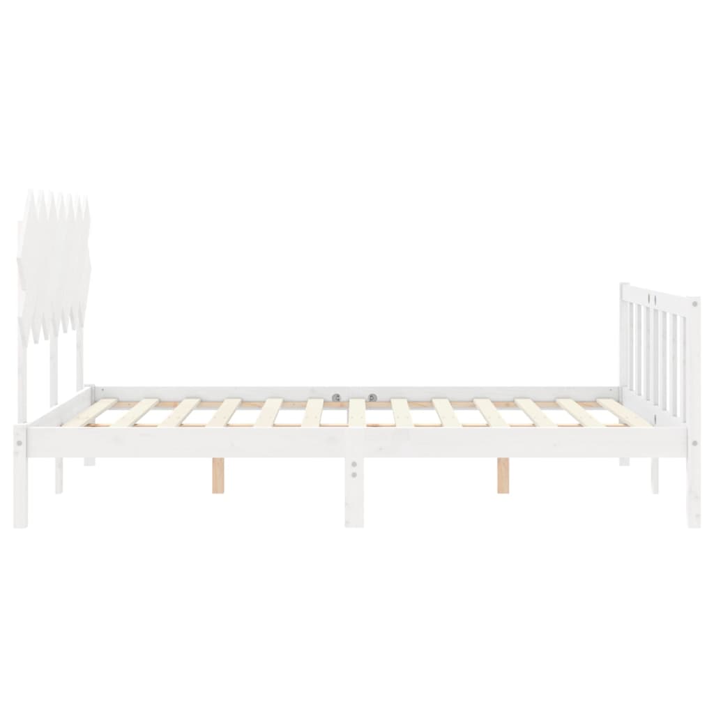 Giroletto con Testiera Bianco King Size in Legno Massello - homemem39