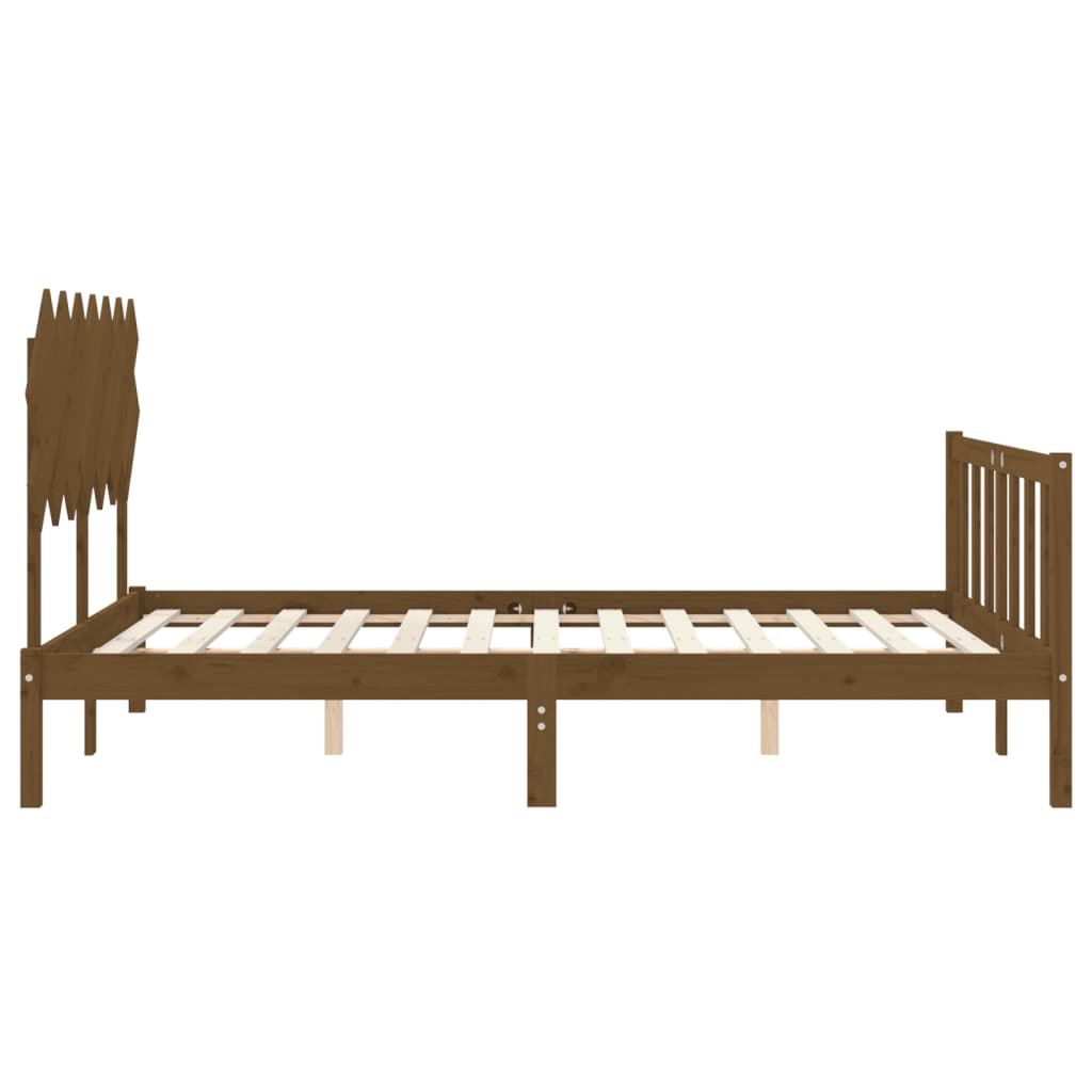 Giroletto con Testiera Miele 5FT King Size in Legno Massello - homemem39