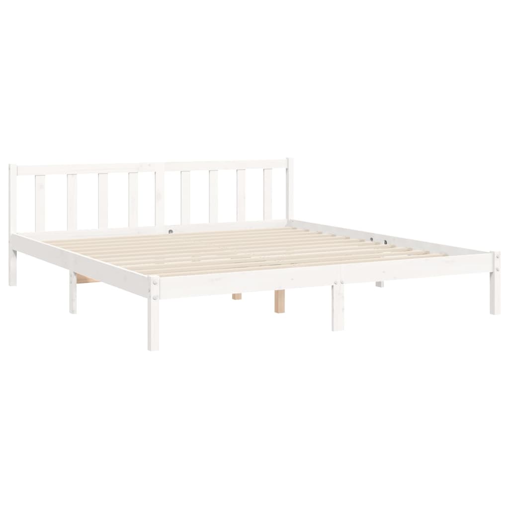 Giroletto con Testiera Bianco 6FT Super King in Legno Massello - homemem39