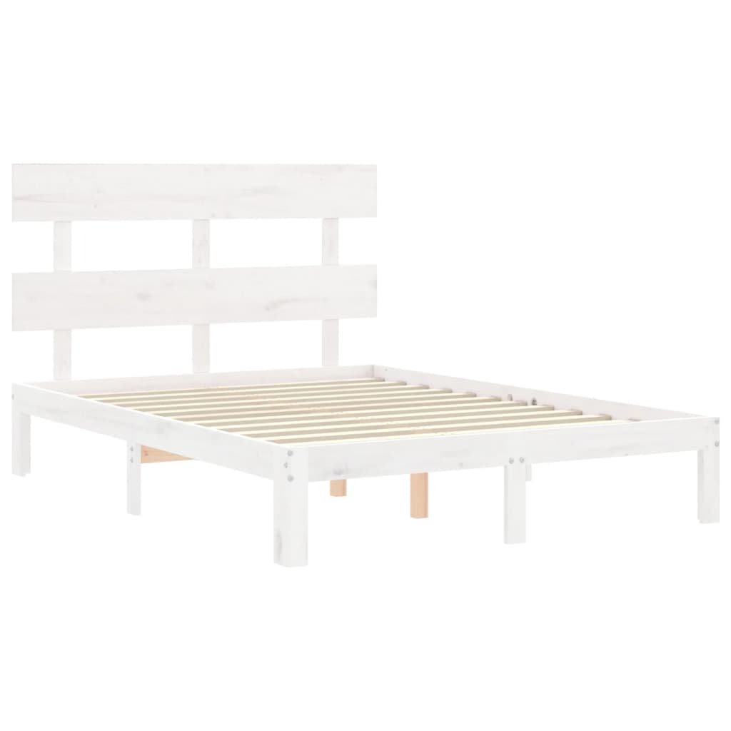 Giroletto con Testiera Bianco Small Double Legno Massello - homemem39