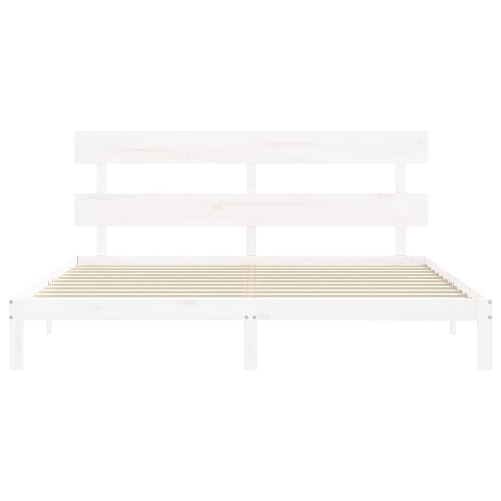 Giroletto con Testiera Bianco 6FT Super King in Legno Massello - homemem39