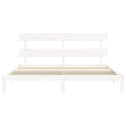 Giroletto con Testiera Bianco 6FT Super King in Legno Massello - homemem39