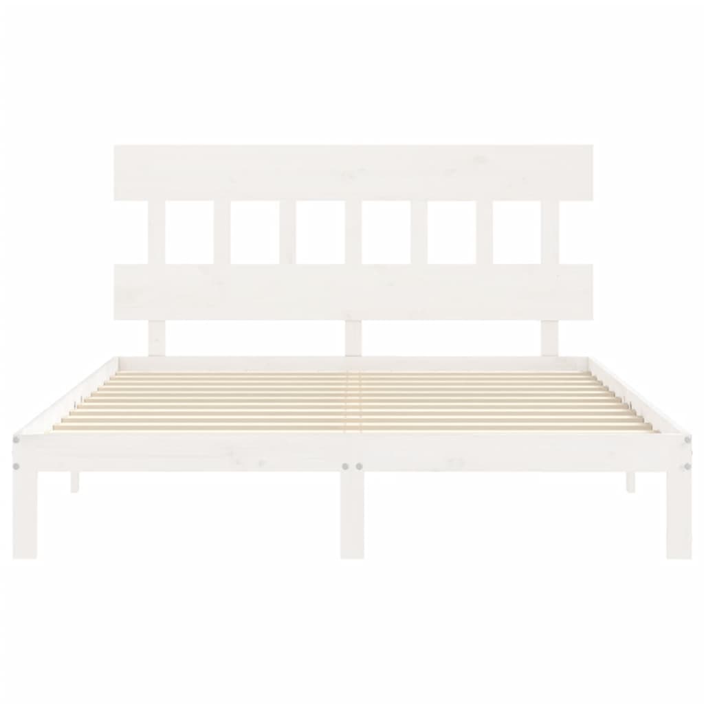 Giroletto con Testiera Bianco 5FT King Size in Legno Massello - homemem39