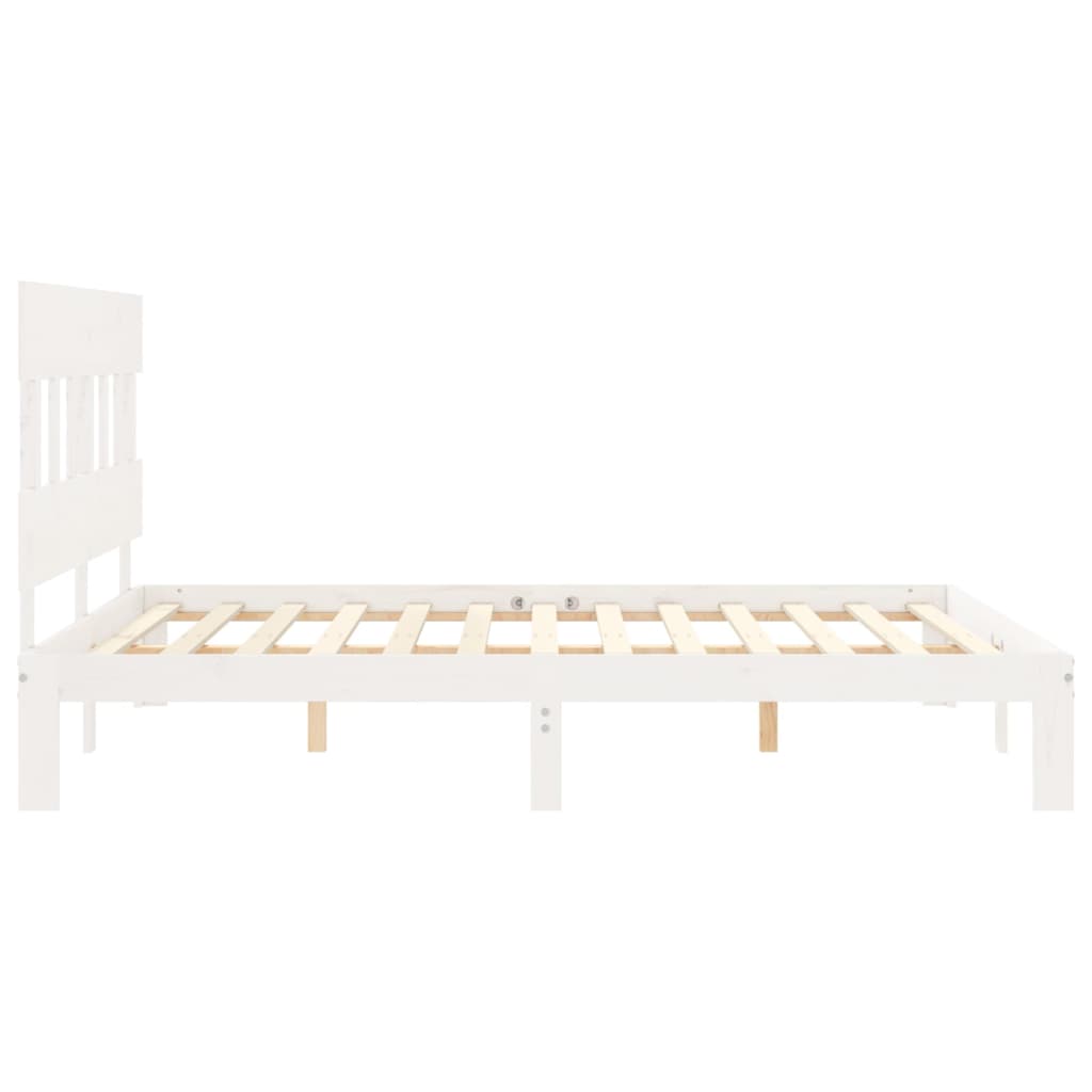 Giroletto con Testiera Bianco 5FT King Size in Legno Massello - homemem39