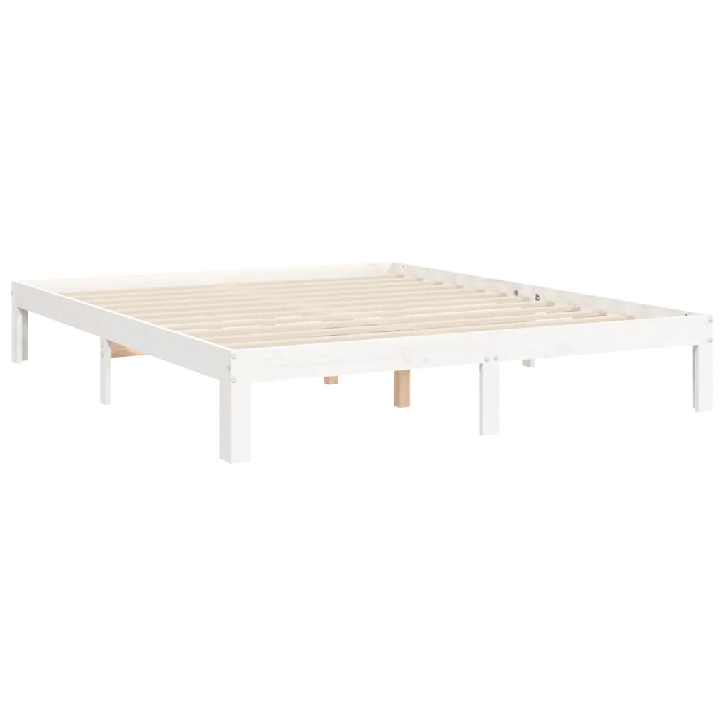 Giroletto con Testiera Bianco 5FT King Size in Legno Massello - homemem39