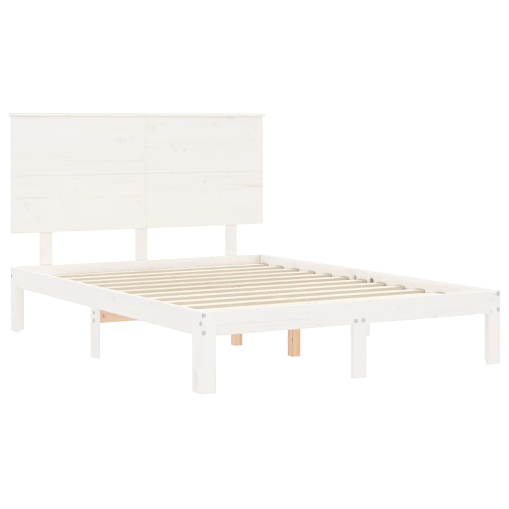 Giroletto con Testiera Bianco Small Double Legno Massello - homemem39