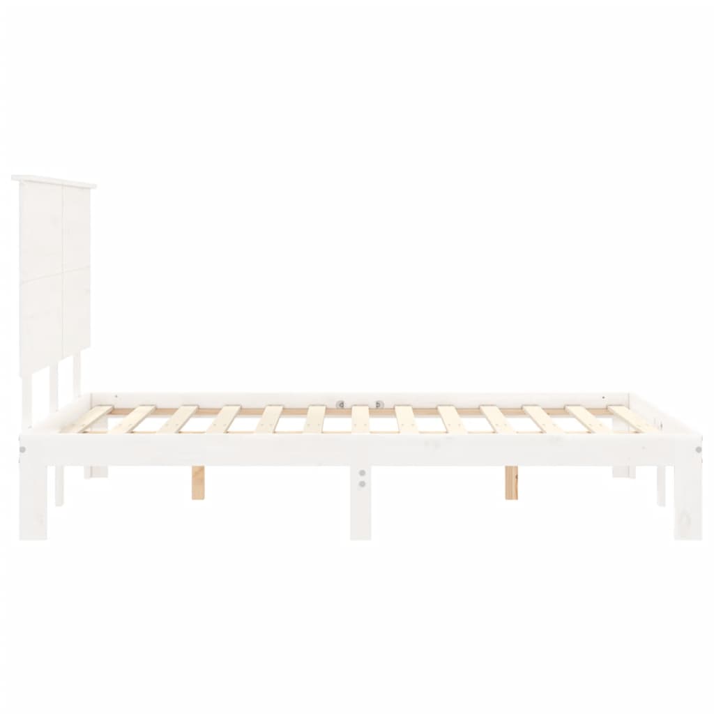 Giroletto con Testiera Bianco Small Double Legno Massello - homemem39