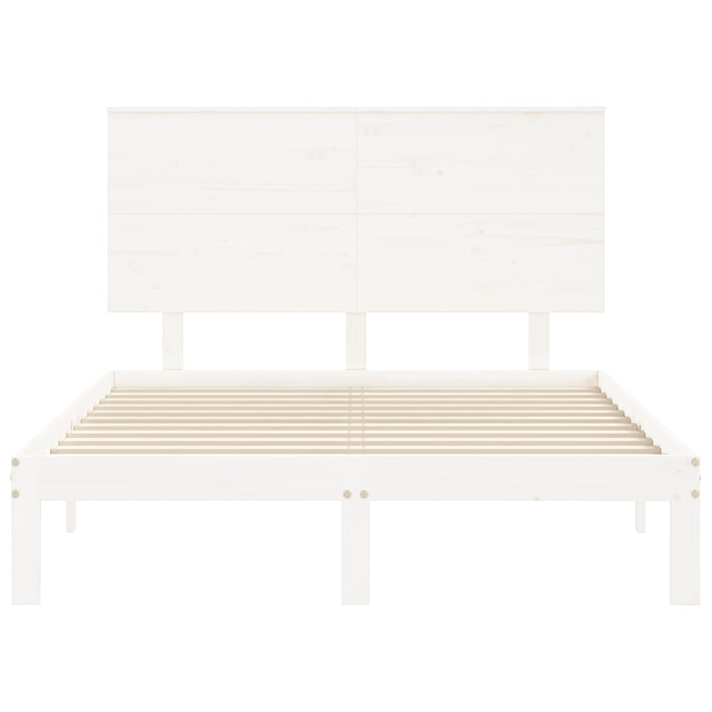 Giroletto con Testiera Bianco 140x190 cm in Legno Massello - homemem39