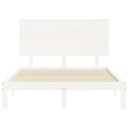 Giroletto con Testiera Bianco 140x190 cm in Legno Massello - homemem39