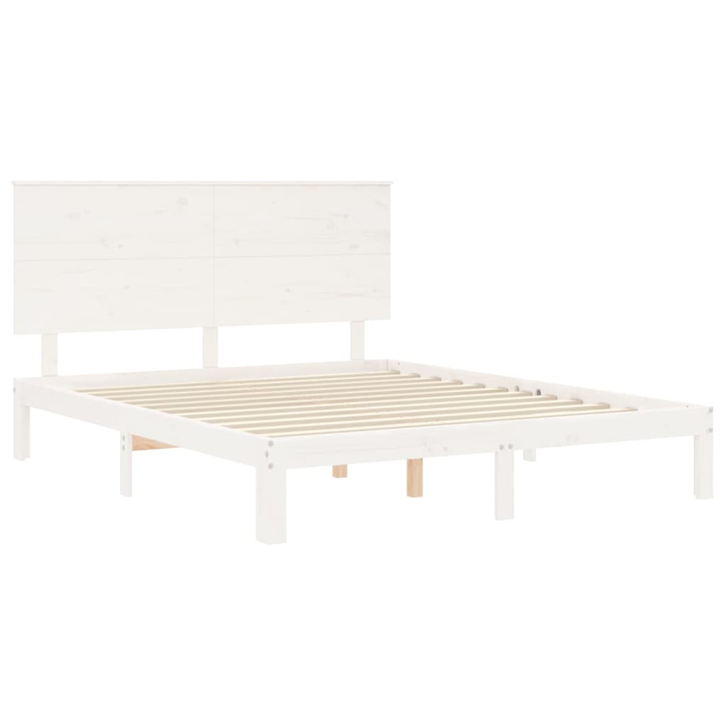 Giroletto con Testiera Bianco King Size in Legno Massello - homemem39