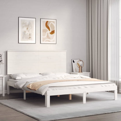 Giroletto con Testiera Bianco King Size in Legno Massello - homemem39