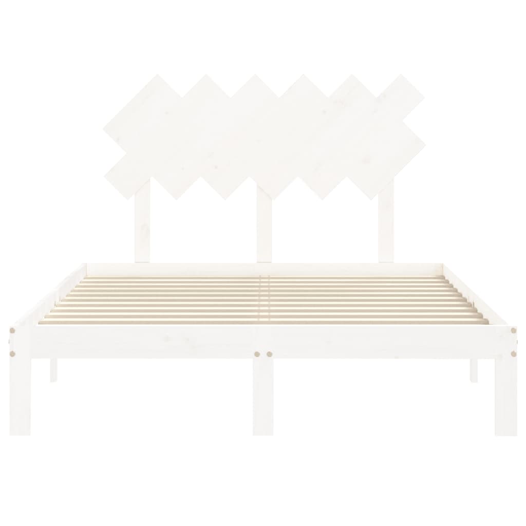 Giroletto con Testiera Bianco Small Double Legno Massello - homemem39