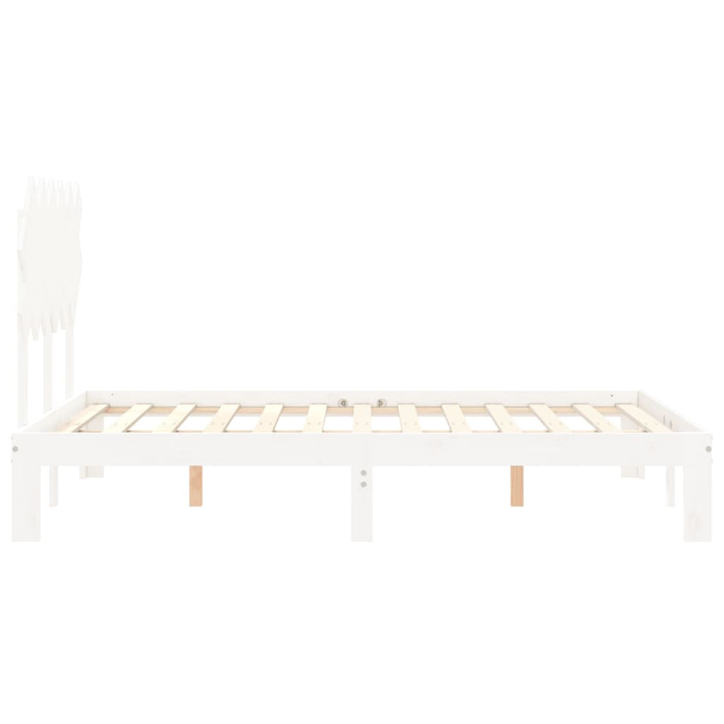 Giroletto con Testiera Bianco Small Double Legno Massello - homemem39