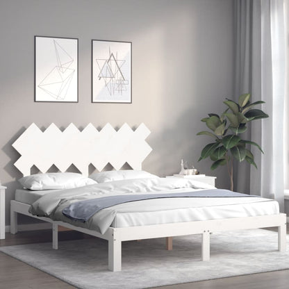 Giroletto con Testiera Bianco 140x190 cm in Legno Massello - homemem39