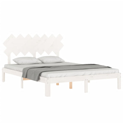 Giroletto con Testiera Bianco 5FT King Size in Legno Massello - homemem39